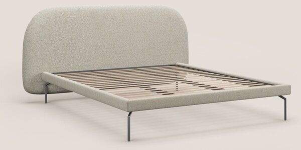 Soleil letto imbottito di design con piedi alti in metallo in bouclet