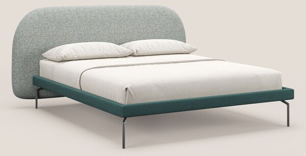 Soleil letto imbottito di design con piedi alti in metallo in bouclet
