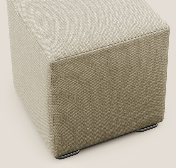 Cube pouf in tessuto morbido smacchiabile T05 cammello