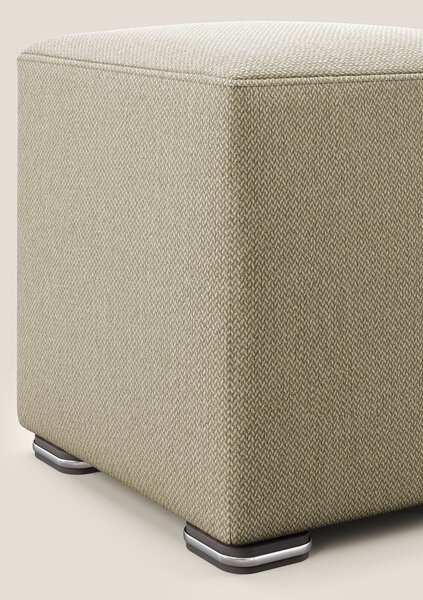 Cube pouf in tessuto morbido smacchiabile T05 cammello