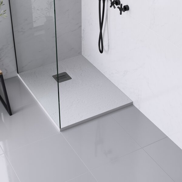 Piatto doccia ultrasottile resina sintetica e polvere di marmo Remix 70 x 90 cm bianco