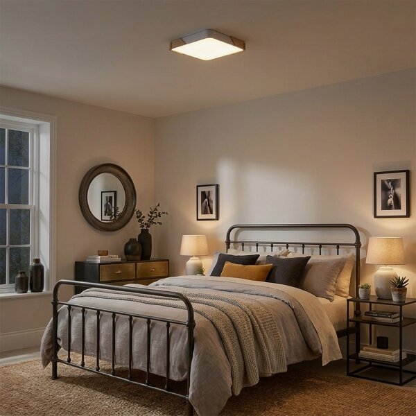 Brilagi - Plafoniera LED dimmerabile PILANA LED/48W/230V rovere/bianco 42x42 cm + telecomando