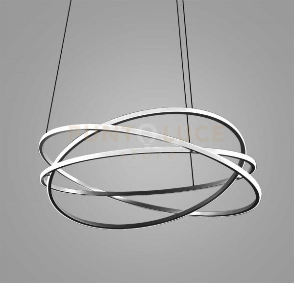 Atia s/g - lampadario a sospensione nero a led d.100cm 3000k 9300lm