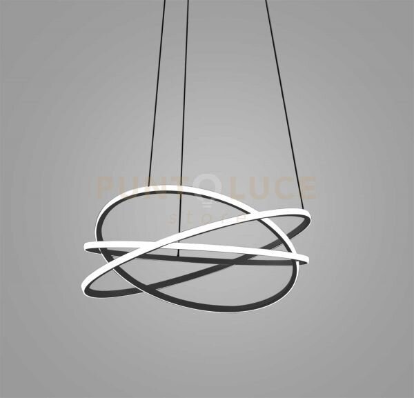 Atia s/m - lampadario a sopsensioe nero led 3000k 7300lm 100w d.80c