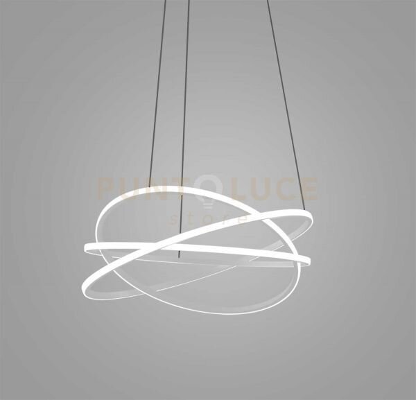 Atia s/m - lampadario a sopsensioe bianco led 3000k 7500lm 100w d.8