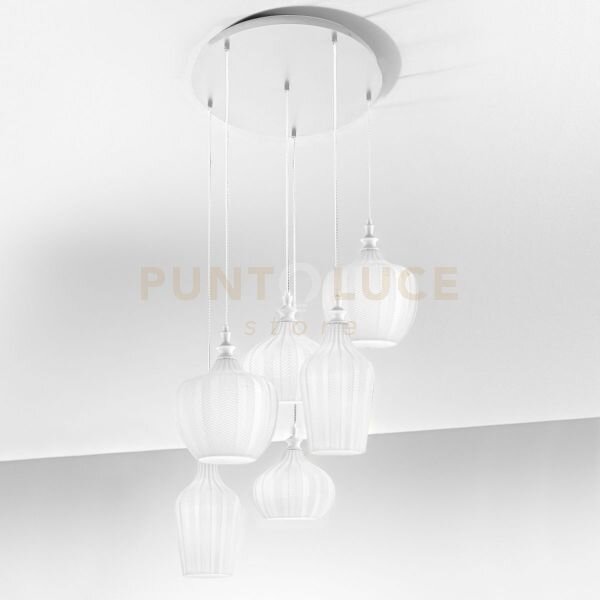 Cleofe s/6 -lampadario a sospensione 6 luci attacco e27 in vetro c