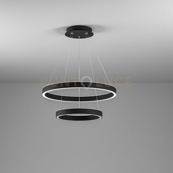 Criseide s/2p - lampadario a sospensione 2 luci nero a led 3000k 3