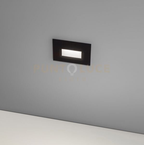 Ges2051- segnapassi in alluminio nero e vetro ip66 led 3000-4000-6