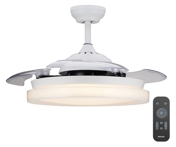 Ventilatore Da Soffitto 4 Pale A Scomparsa Johnson Lustra Luce Telecomando Funzione Reverce