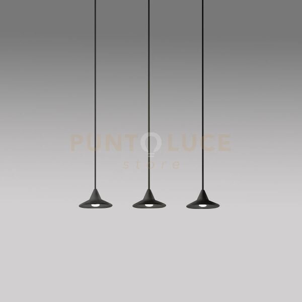 Helena s/3 - sospensione colore nero lineare a 3 luci led 3000k 920