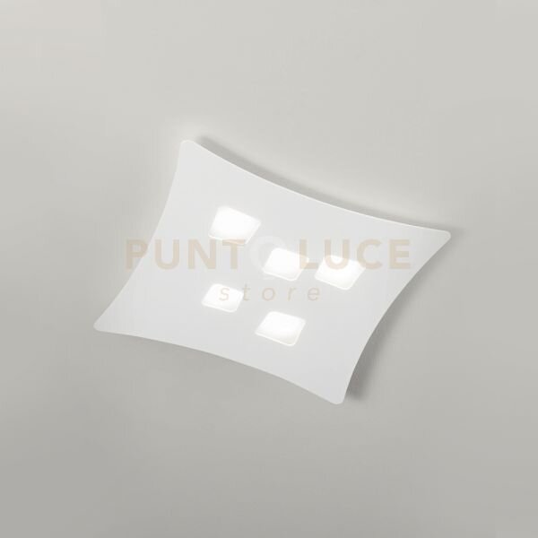 Isotta p/m - plafoniera colore bianco in metallo e alluminio 5 luci