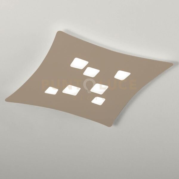 Isotta p/g - plafoniera colore tortora in metallo e alluminio 7 luc