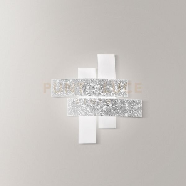 Lara p/m - applique a parete in metallo e vetro bianco foglia arge