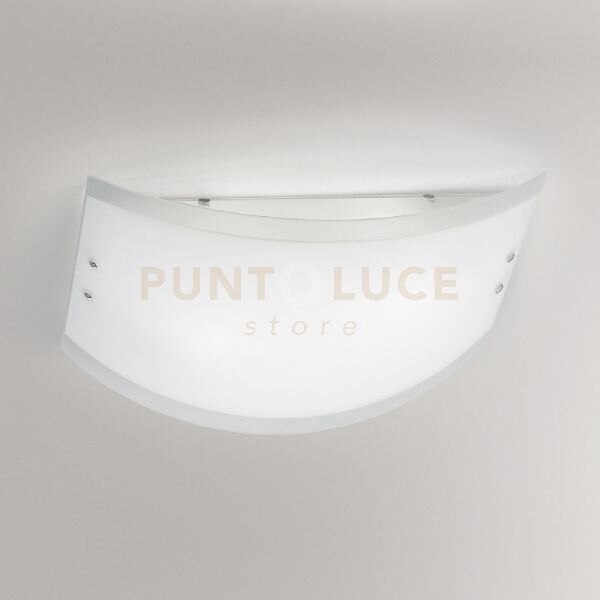 Lecce p/m plafoniera in vetro bianco particolari metallo cromo 2 lu