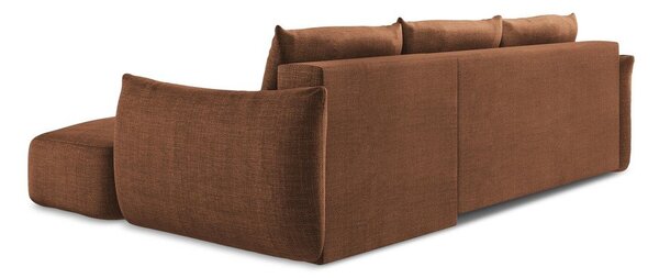 Divano angolare color terracotta allungabile (con penisola a destra/con chaise lounge) Leila – Makamii
