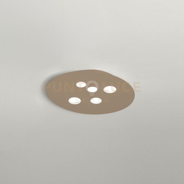 Luna p/m - plafoniera metallo e alluminio tortora 5 luci attacco g