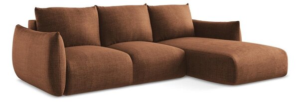 Divano angolare color terracotta allungabile (con penisola a destra/con chaise lounge) Leila – Makamii