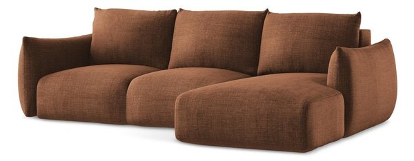 Divano angolare color terracotta allungabile (con penisola a destra/con chaise lounge) Leila – Makamii