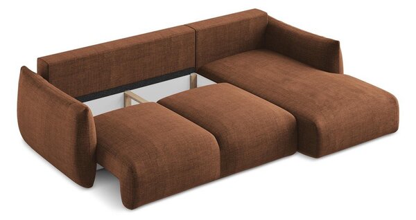 Divano angolare color terracotta allungabile (con penisola a destra/con chaise lounge) Leila – Makamii