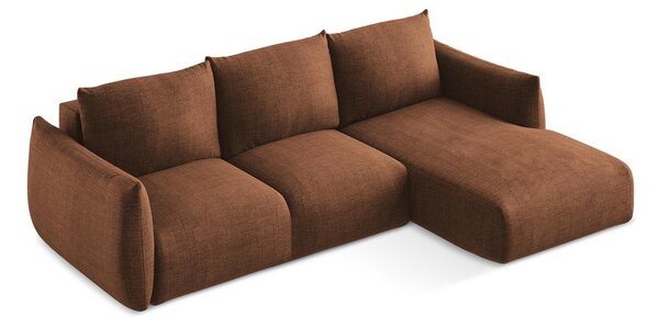 Divano angolare color terracotta allungabile (con penisola a destra/con chaise lounge) Leila – Makamii