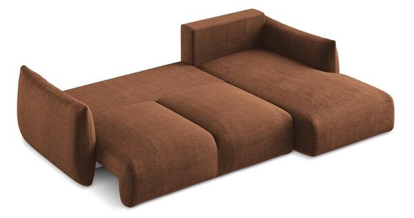 Divano angolare color terracotta allungabile (con penisola a destra/con chaise lounge) Leila – Makamii