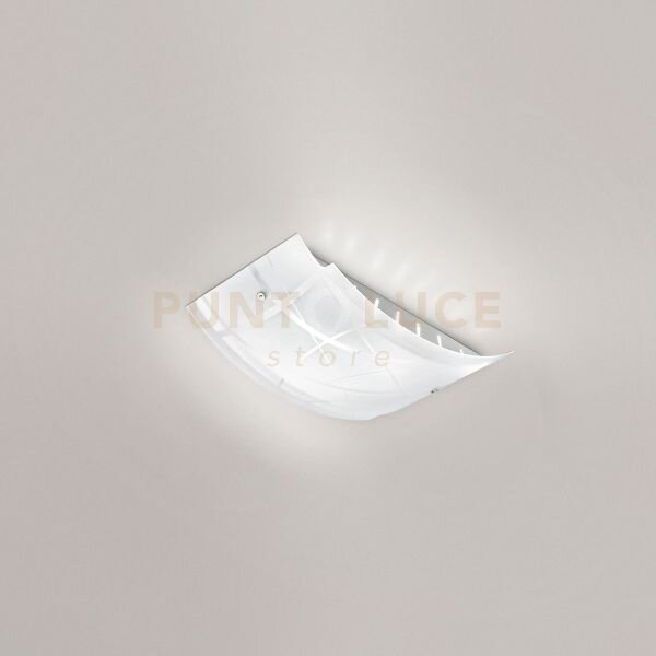 Nereide p/p- plafoniera in metallo cromo e vetro decorato bianco 2 