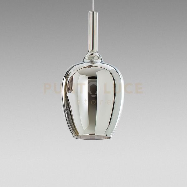 Ofelia s/10 - vetro cromo specchiato e portalampada bianco 1 luce a