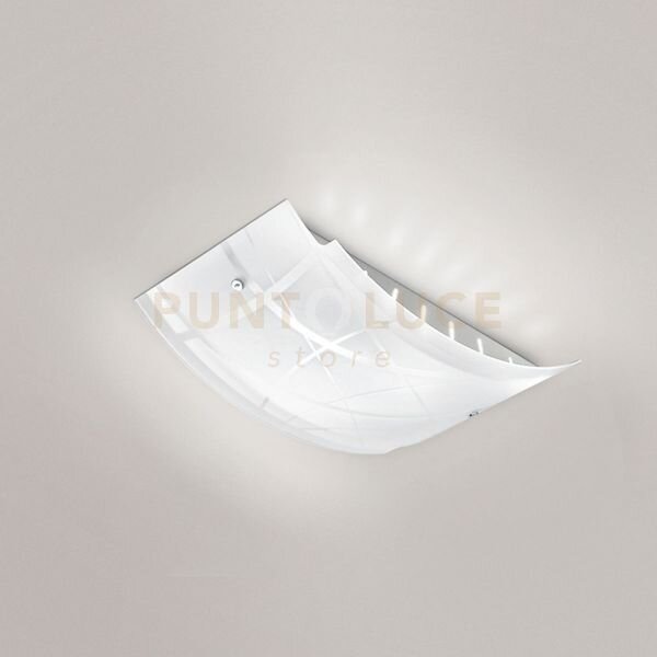 Nereide p/m plafoniera in metallo cromo e vetro decorato bianco 2 l