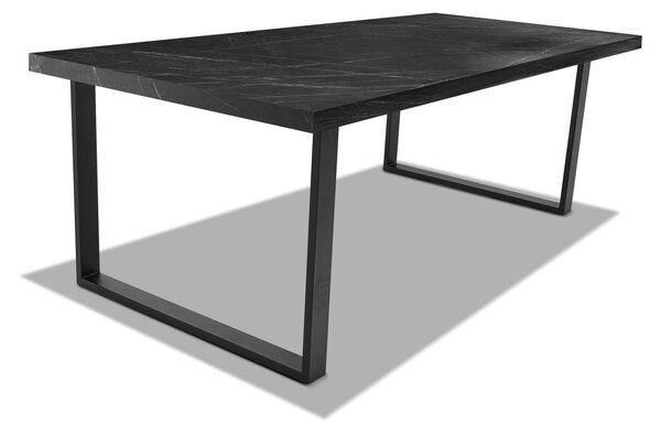 Tavolo da pranzo in legno e metallo con piedi quadrati neri - 220x100 cm
