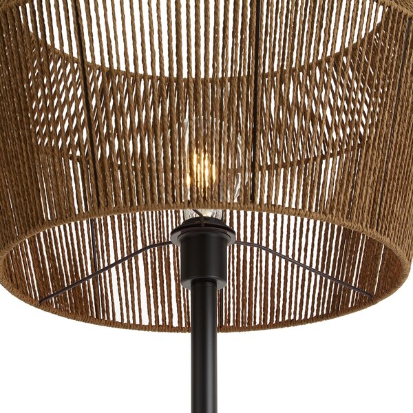 Lampada da terra nera con paralume in corda di carta marrone 50/50/30 - Simplo