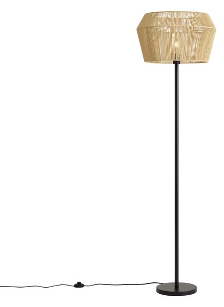 Lampada da terra nera con paralume in corda di carta beige 50/50/30 - Simplo