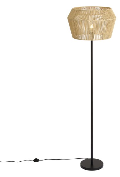 Lampada da terra nera con paralume in corda di carta beige 50/50/30 - Simplo