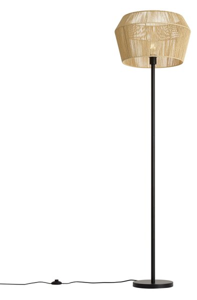 Lampada da terra nera con paralume in corda di carta beige 50/50/30 - Simplo