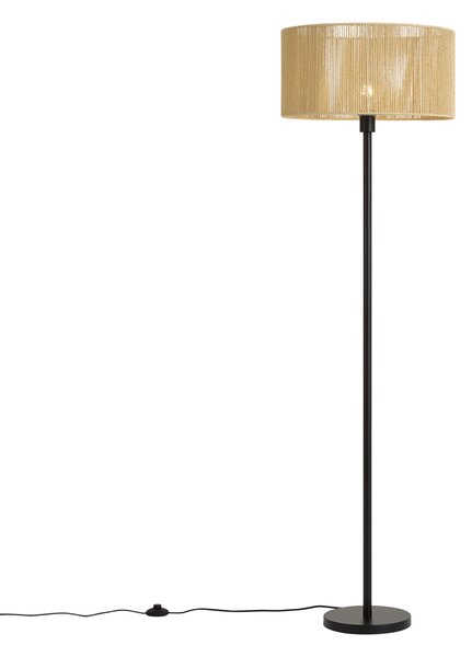 Lampada da terra nera con paralume in corda di carta beige 50/50/25 - Simplo
