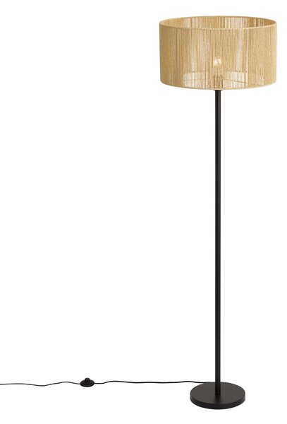 Lampada da terra nera con paralume in corda di carta beige 50/50/25 - Simplo