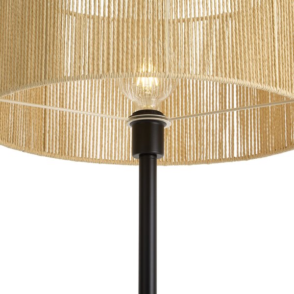 Lampada da terra nera con paralume in corda di carta beige 50/50/25 - Simplo