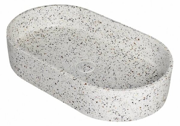 Kamalu lavabo da appoggio ovale con finitura terrazzo stracciatella | kterl-600str