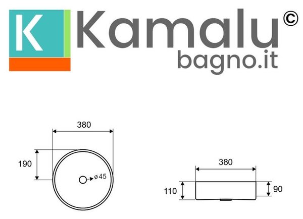 Lavabo da appoggio rotondo in acciaio inox finitura spazzolata| KVE-380AI - KAMALU