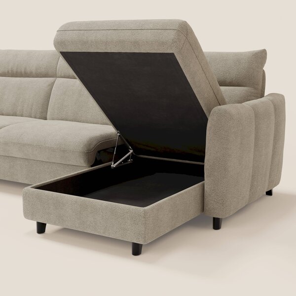 Peonia divano letto angolare con Penisola Contenitore - Materasso H18