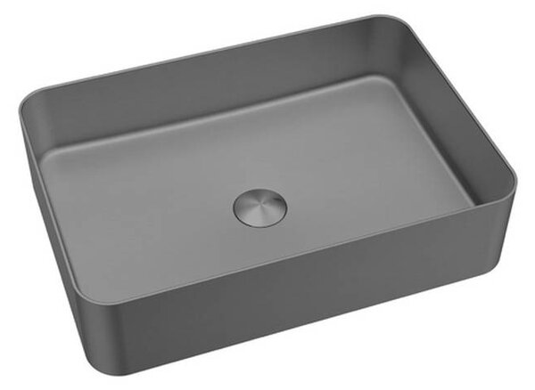 Kamalu lavabo appoggio rettangolare in acciaio finitura gun metal| kam-l50gm