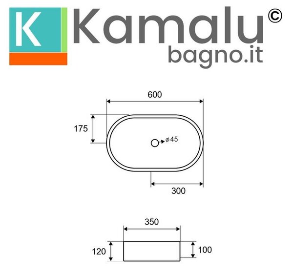 Kamalu lavabo da appoggio ovale con finitura terrazzo stracciatella | kterl-600str