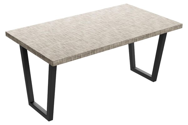 Tavolo da pranzo in legno e metallo con piedi trapezoid nero 160x90 cm Grigio Testurizzato