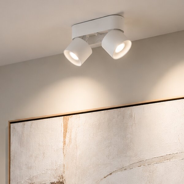 Faretto da superficie moderno bianco GU10 50mm 2 luci orientabile - Echo