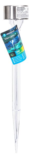 Lampioncino segnapassi Led Light Point 0,006W Argento in acciaio con pannello solare IP44 RGB con sensore crepuscolare Aigostar