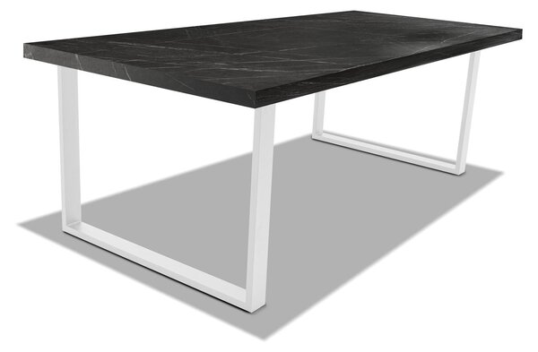 Tavolo da pranzo in legno e metallo con piedi quadrati bianchi - 220x100 cm