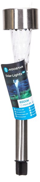 Lampioncino segnapassi Led Glass 0,006W Bianco in acciaio con pannello solare IP44 Bianco freddo 6500K con sensore crepuscolare Aigostar