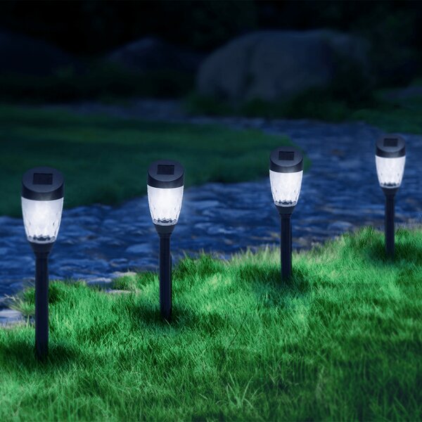 Lampioncino segnapassi Led Hala 0,006W Nero con pannello solare IP44 Bianco freddo 6500K con sensore crepuscolare Aigostar