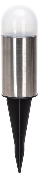 Lampioncino segnapassi Led Bullet 0,006W Argento in acciaio con pannello solare IP44 Bianco freddo 6500K con sensore crepuscolare Aigostar
