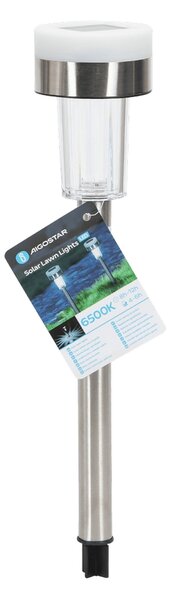 Lampioncino segnapassi Led Pot 0,012W Argento in acciaio con pannello solare IP44 Bianco freddo 6500K con sensore crepuscolare Aigostar