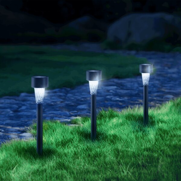 Lampioncino segnapassi Led Glass 0,006W Nero con pannello solare IP44 Bianco freddo 6500K con sensore crepuscolare Aigostar